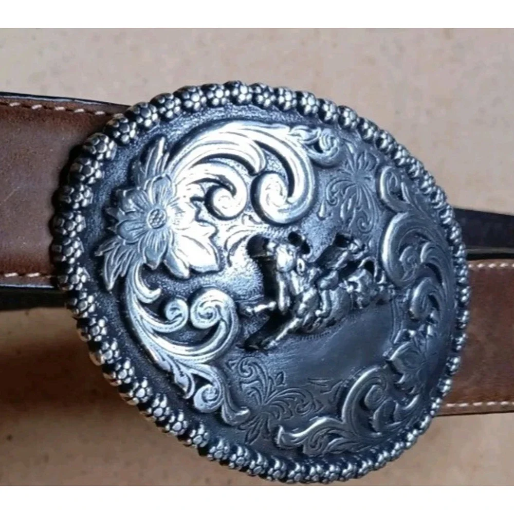Nocona Belt SZ 28 with Buckle Brown Leather Cowgirl Horse Rodeo N4421844